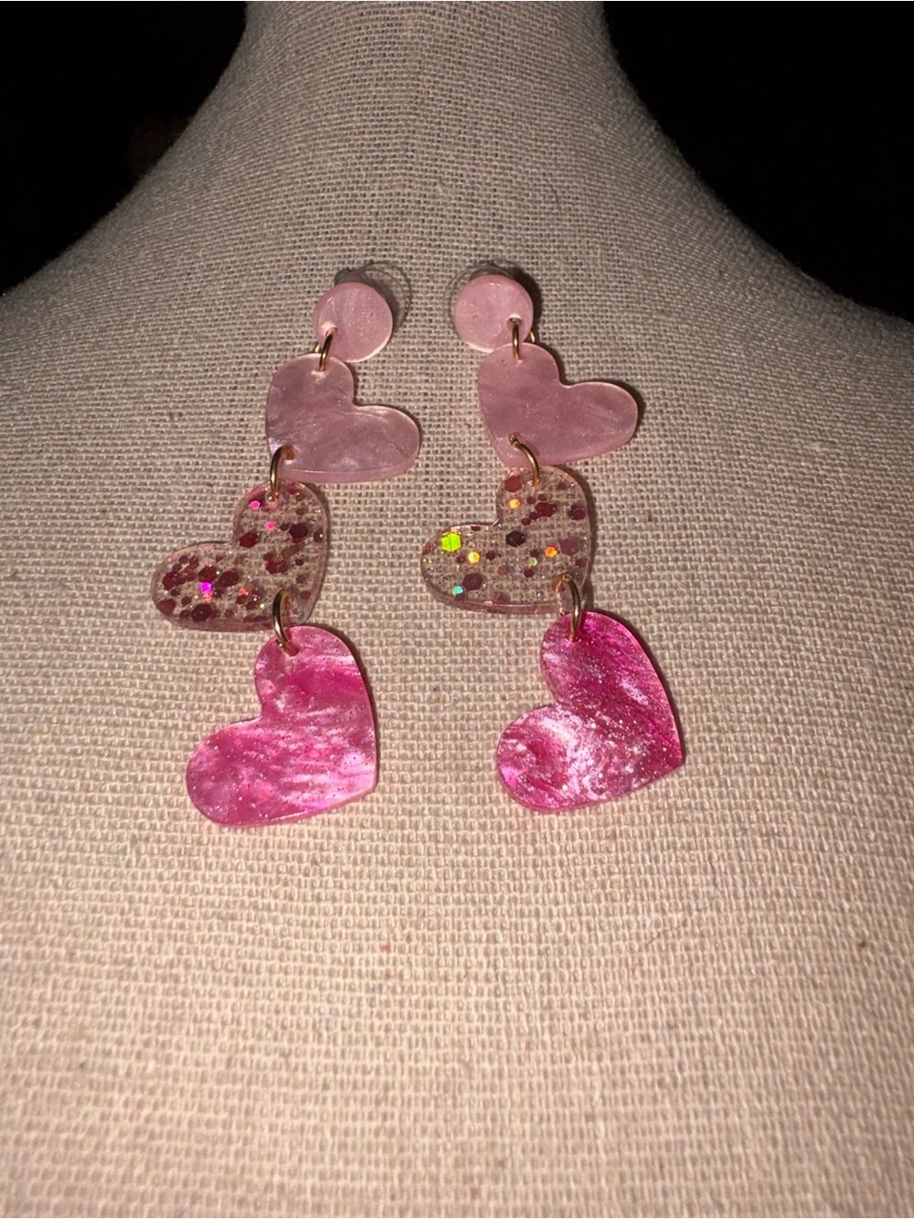 Pink Heart Dangle Earrings - Brand: